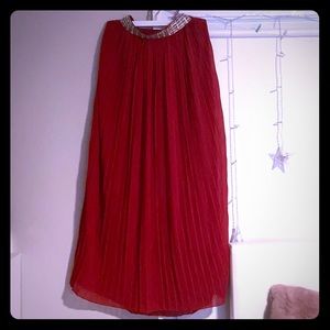 Red long skirt